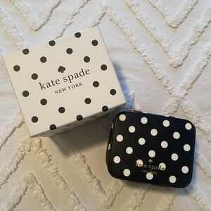 Kate Spade Travel Jewelry Holder Black with White Polka Dots